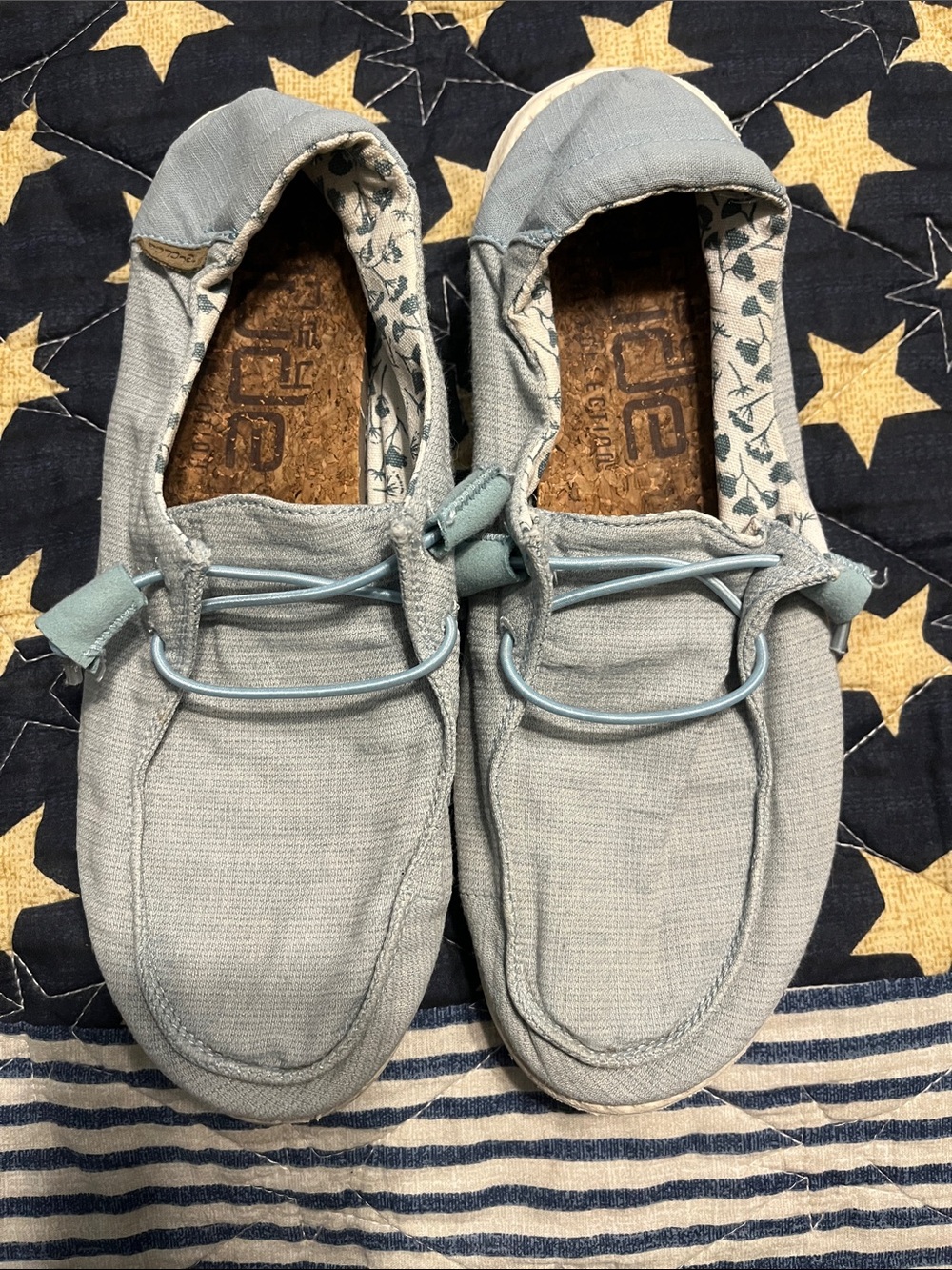 Hey Dude women Light Blue Slip-On Moccasins